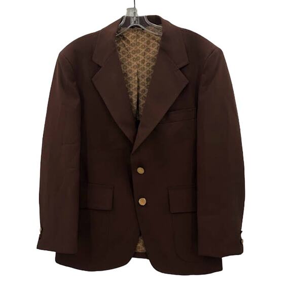VINTAGE rockabilly jacket Brown Coat Size 40 Short 2 Button 1960's Blazer
